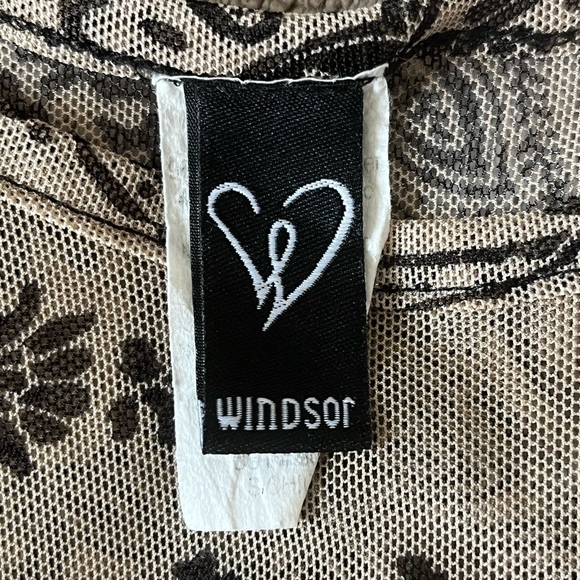 Windsor Paisley Dreams Chiffon Crop Top Neutral Long Sleeve Sheer Sexy Y2K Small - Picture 7 of 10